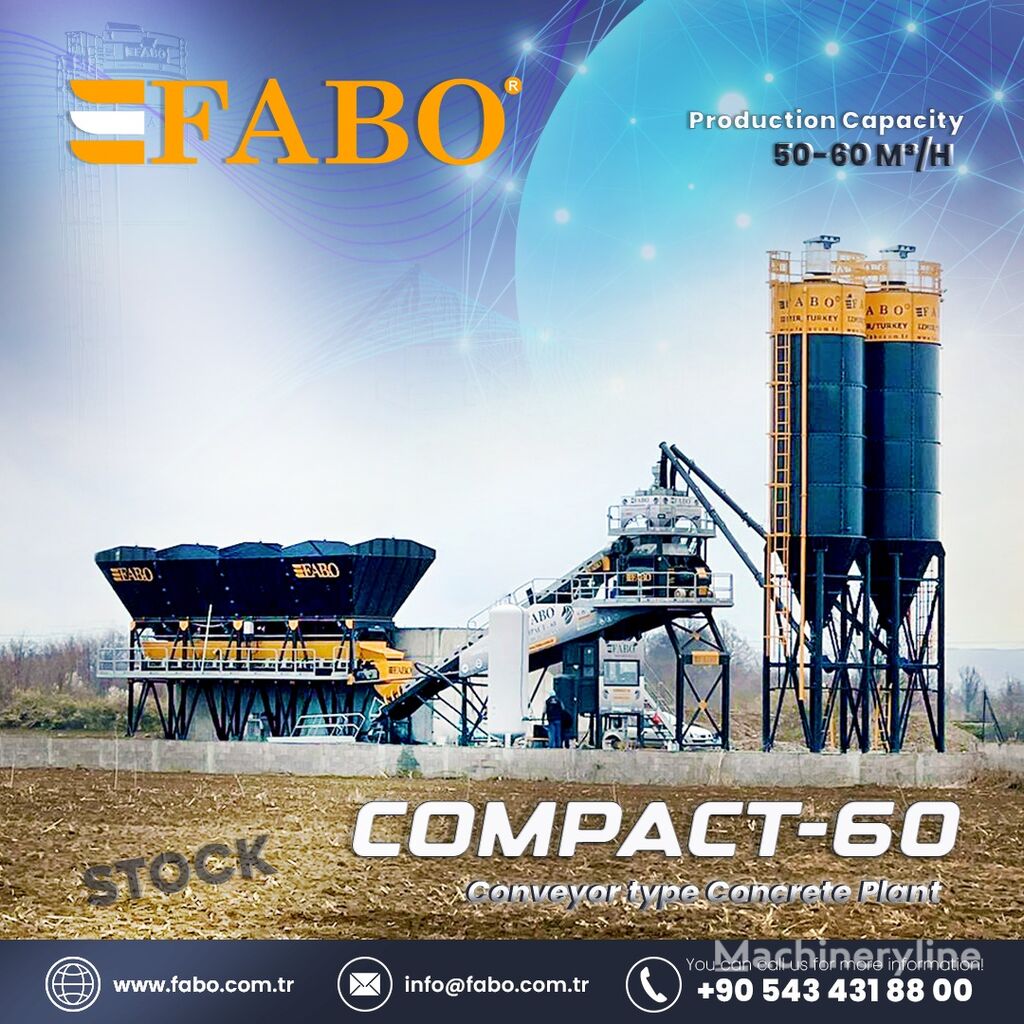нови фабрика за бетон FABO CENTRALE À BÉTON COMPACTE À BANDE 60 M3/H