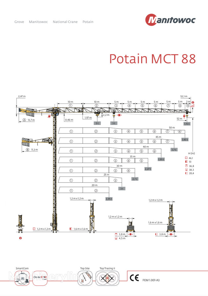 кула кран Potain MCT 88